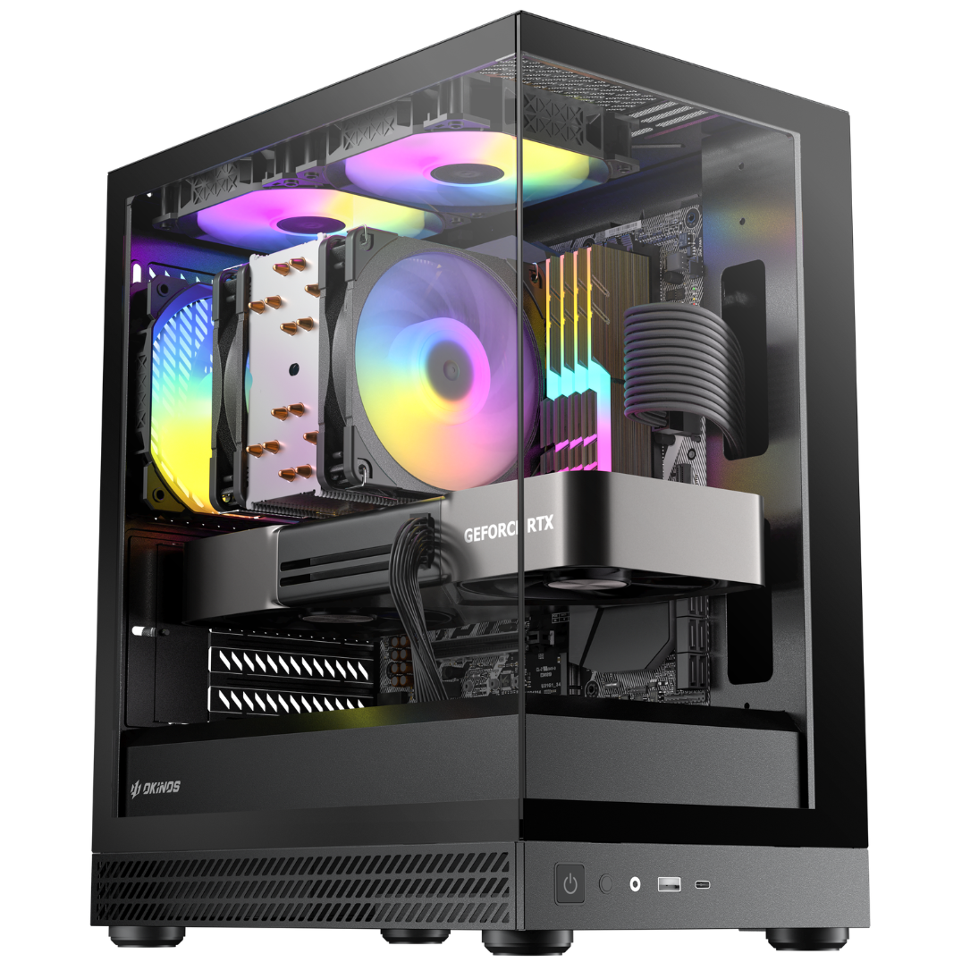 OKINOS Aqua UNO Black - w/3 fans MATX